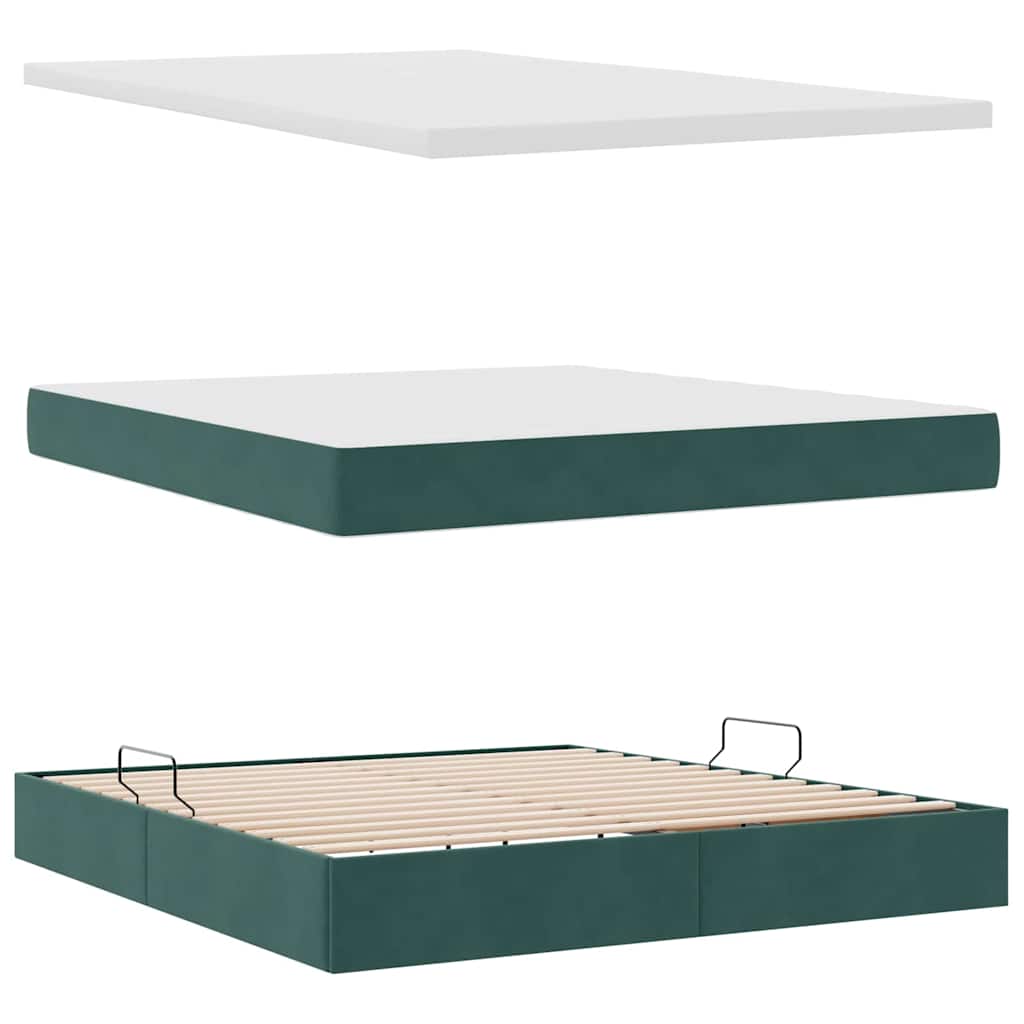 Opslag bed met matras Donkergroen 160 x 200 cm Fluweel is nu te koop bij PeponiXL, paradijselijk wonen!