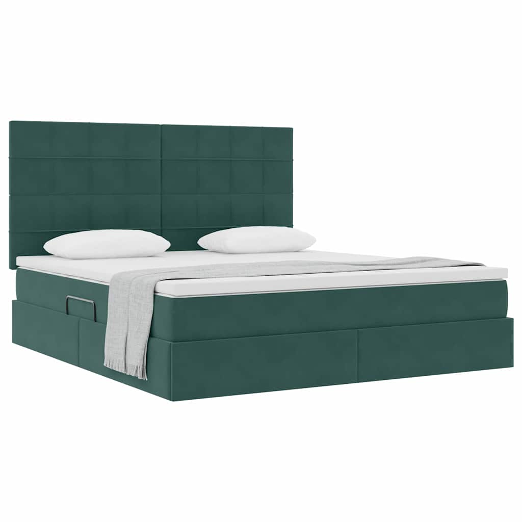 Opslag bed met matras Donkergroen 160 x 200 cm Fluweel is nu te koop bij PeponiXL, paradijselijk wonen!