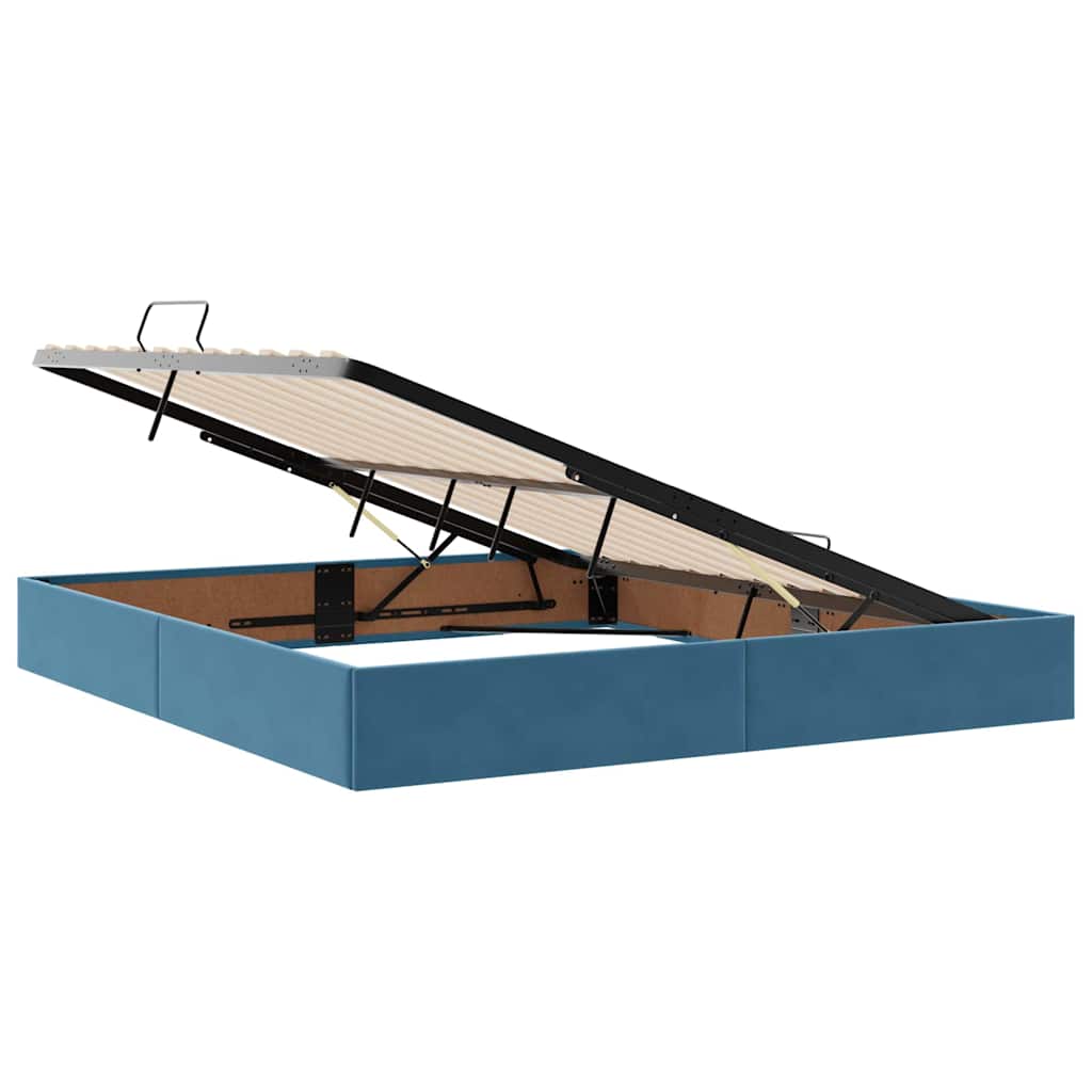 Opslag bed met matras Donkerblauw 160 x 200 cm Fluweel is nu te koop bij PeponiXL, paradijselijk wonen!