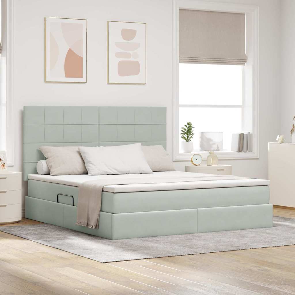 Opslag bed met matras Lichtgrijs 180 x 200 cm Fluweel is nu te koop bij PeponiXL, paradijselijk wonen!