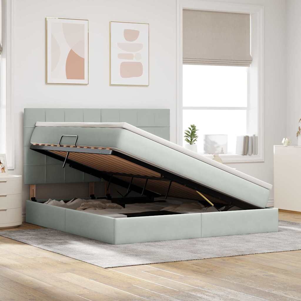 Opslag bed met matras Lichtgrijs 180 x 200 cm Fluweel is nu te koop bij PeponiXL, paradijselijk wonen!