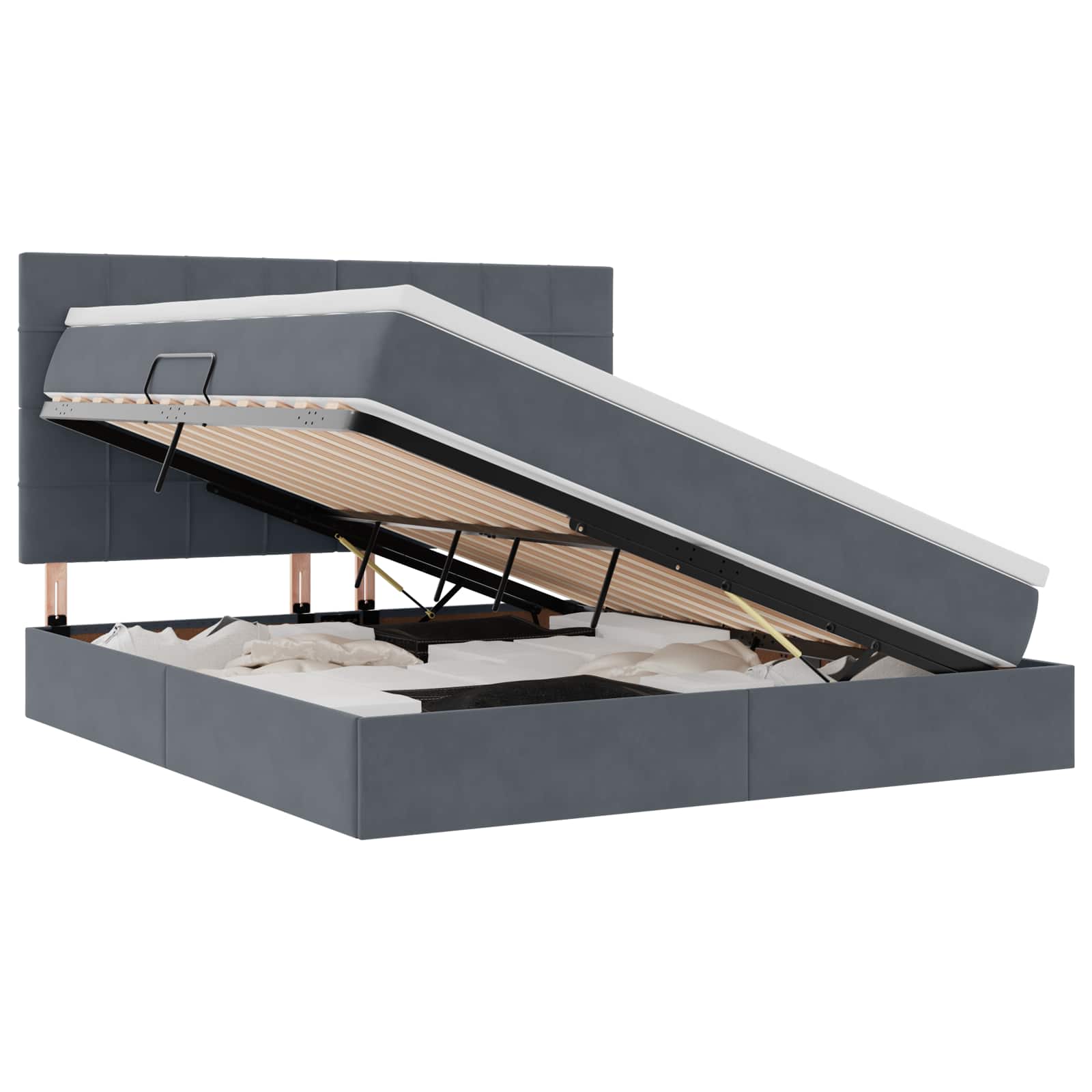 Opslag bed met matras Donkergrijs 180 x 200 cm Fluweel is nu te koop bij PeponiXL, paradijselijk wonen!