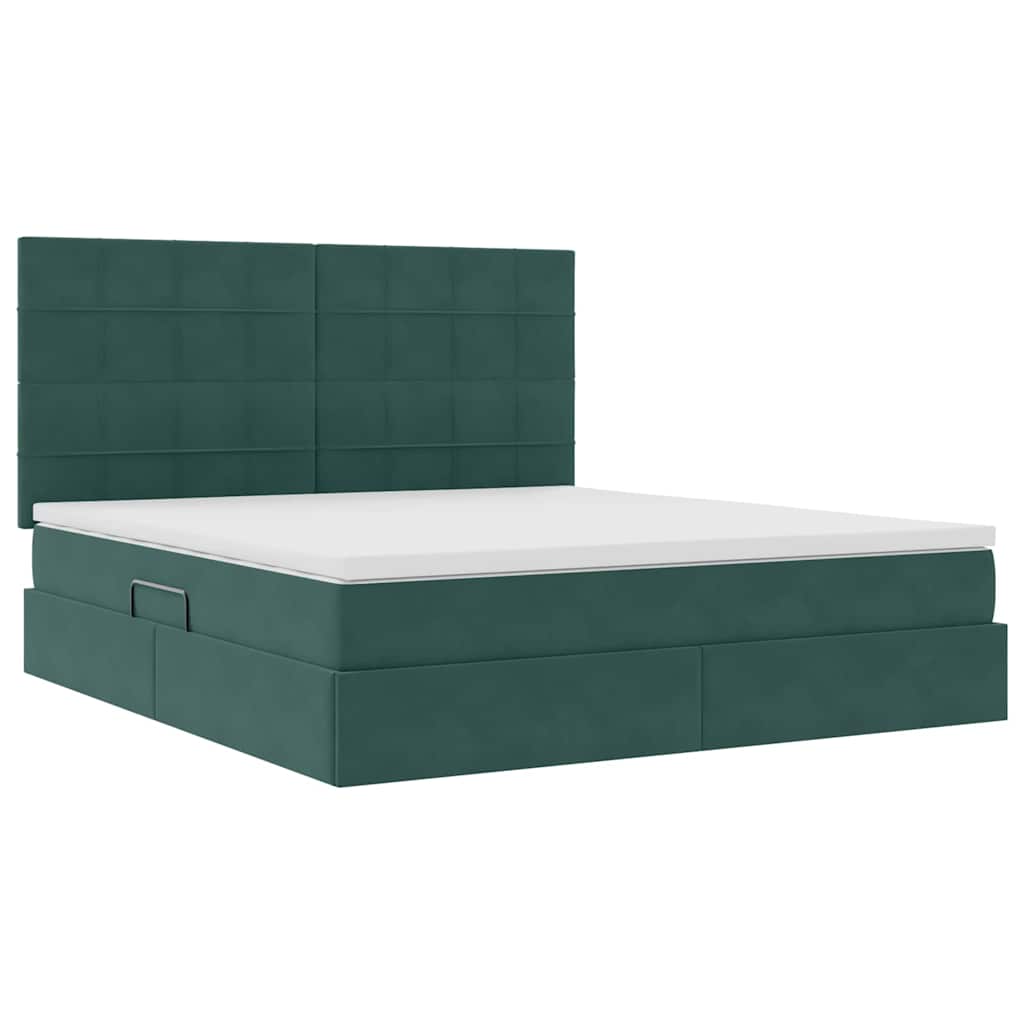 Opslag bed met matras Donkergroen 180 x 200 cm Fluweel is nu te koop bij PeponiXL, paradijselijk wonen!