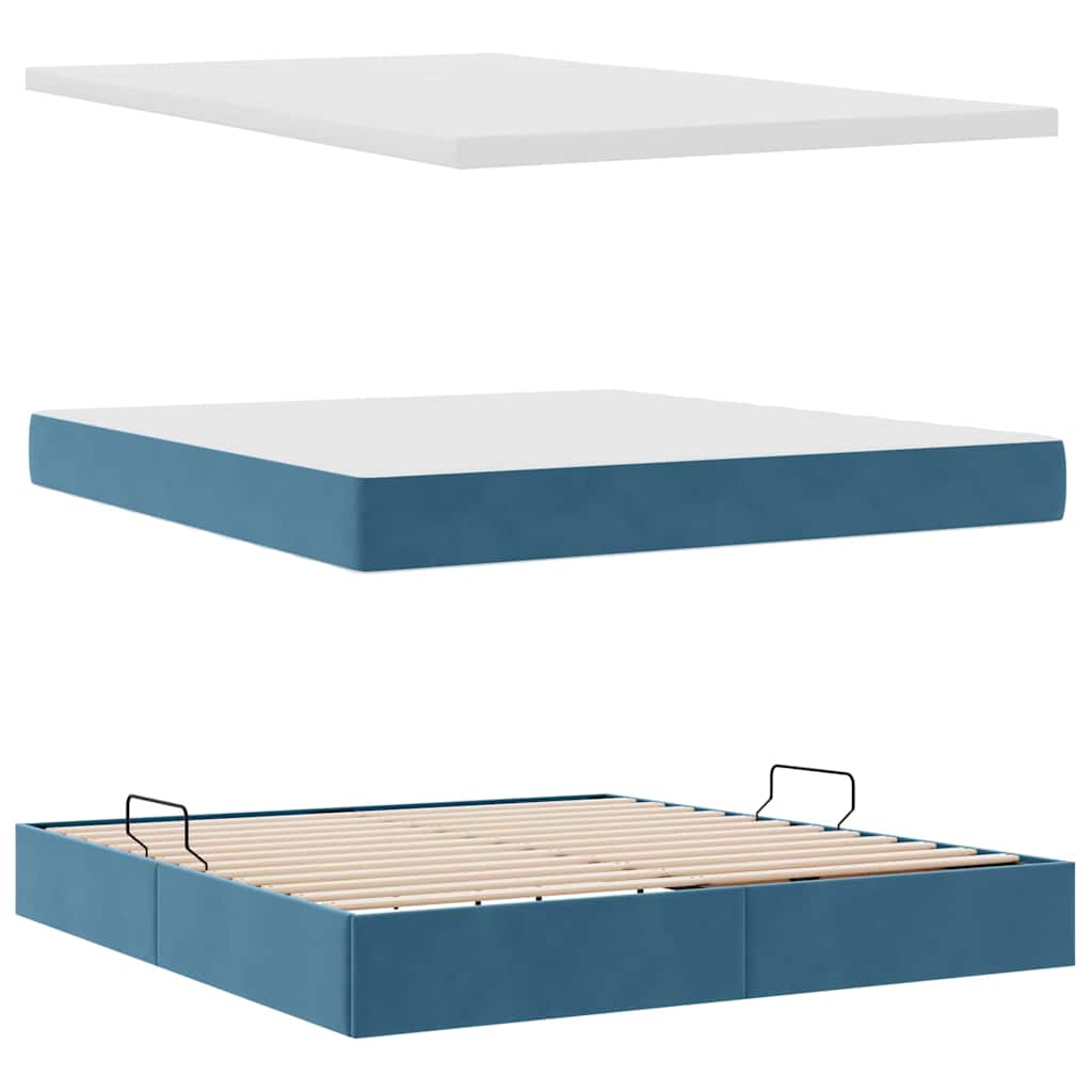 Opslag bed met matras Donkerblauw 180 x 200 cm Fluweel is nu te koop bij PeponiXL, paradijselijk wonen!