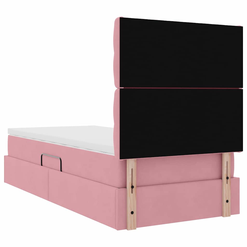 Opslag bed met matras met matras Roze 90 x 190 cm Fluweel is nu te koop bij PeponiXL, paradijselijk wonen!
