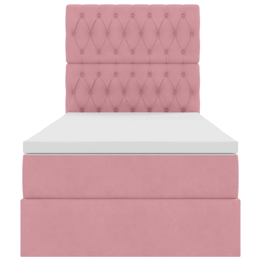 Opslag bed met matras met matras Roze 90 x 190 cm Fluweel is nu te koop bij PeponiXL, paradijselijk wonen!