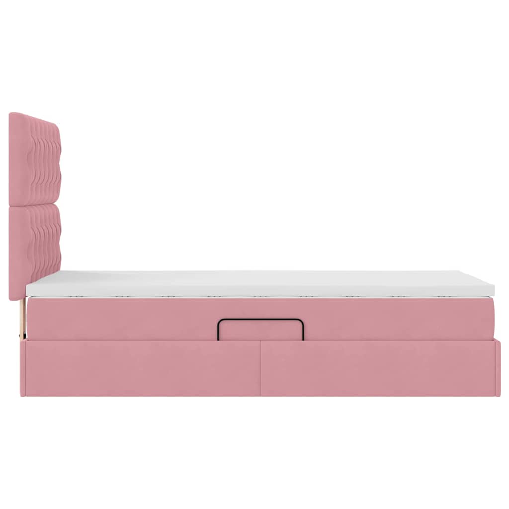 Opslag bed met matras met matras Roze 90 x 190 cm Fluweel is nu te koop bij PeponiXL, paradijselijk wonen!