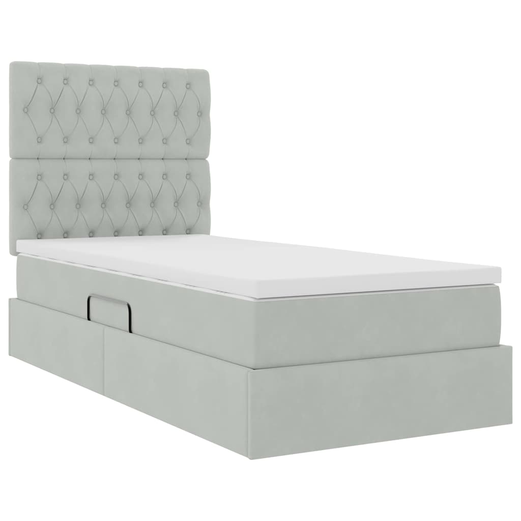Opslag bed met matras met opslag Lichtgrijs 90 x 200 cm Fluweel is nu te koop bij PeponiXL, paradijselijk wonen!