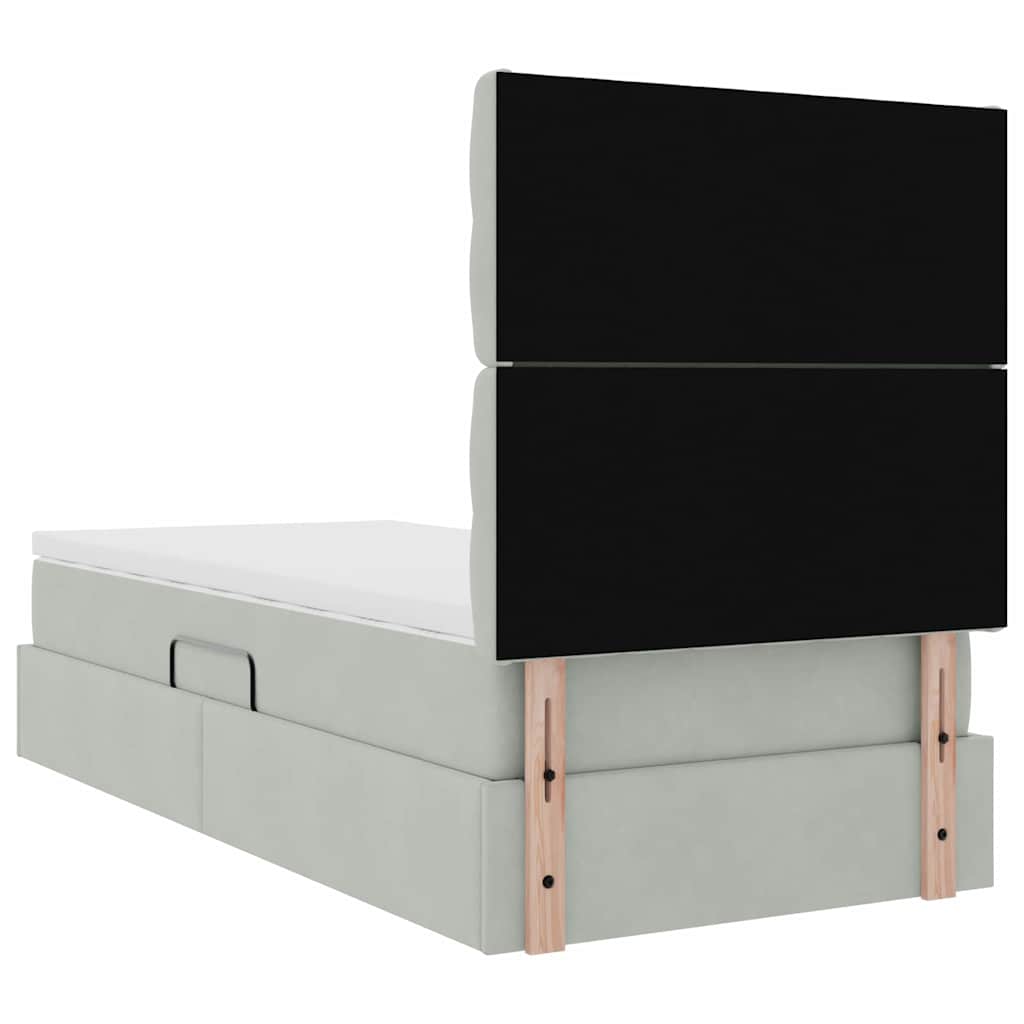 Opslag bed met matras met opslag Lichtgrijs 90 x 200 cm Fluweel is nu te koop bij PeponiXL, paradijselijk wonen!