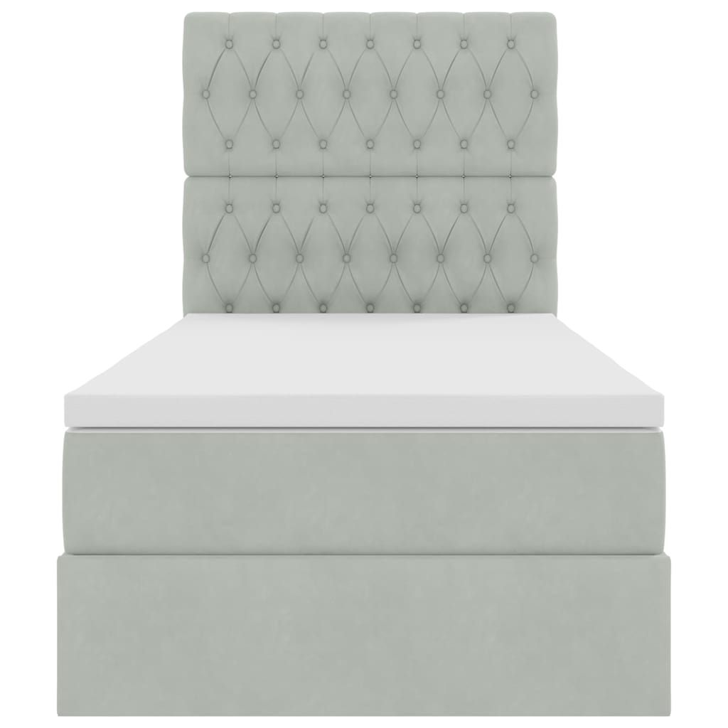Opslag bed met matras met opslag Lichtgrijs 90 x 200 cm Fluweel is nu te koop bij PeponiXL, paradijselijk wonen!