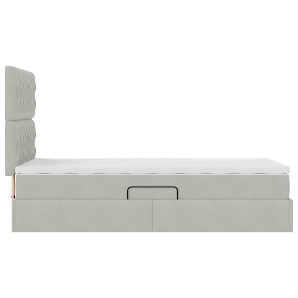 Opslag bed met matras met opslag Lichtgrijs 90 x 200 cm Fluweel is nu te koop bij PeponiXL, paradijselijk wonen!