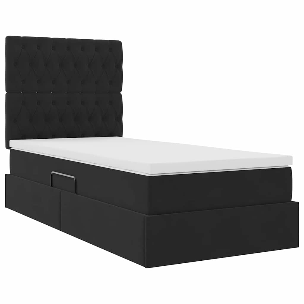 Opslag bed met matras met matras Zwart 100 x 200 cm Fluweel is nu te koop bij PeponiXL, paradijselijk wonen!