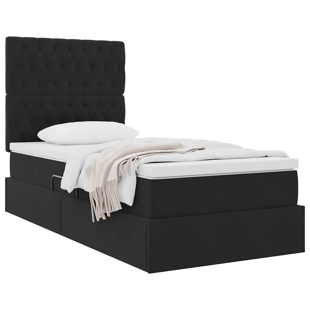 Opslag bed met matras met matras Zwart 100 x 200 cm Fluweel is nu te koop bij PeponiXL, paradijselijk wonen!