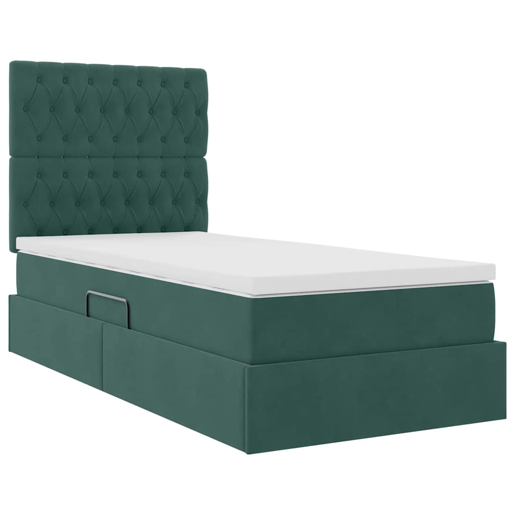 Opslag bed met matras Donkergroen 100 x 200 cm Fluweel is nu te koop bij PeponiXL, paradijselijk wonen!