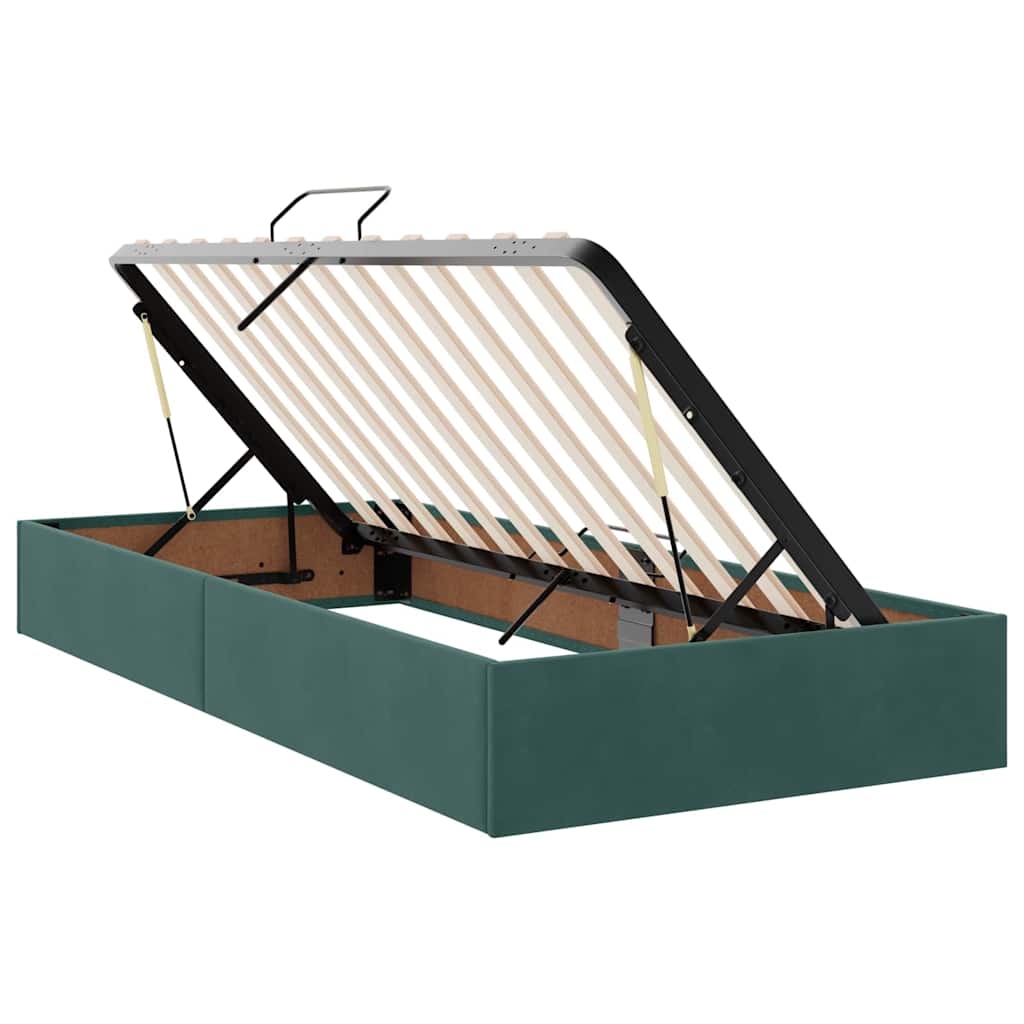 Opslag bed met matras Donkergroen 100 x 200 cm Fluweel is nu te koop bij PeponiXL, paradijselijk wonen!