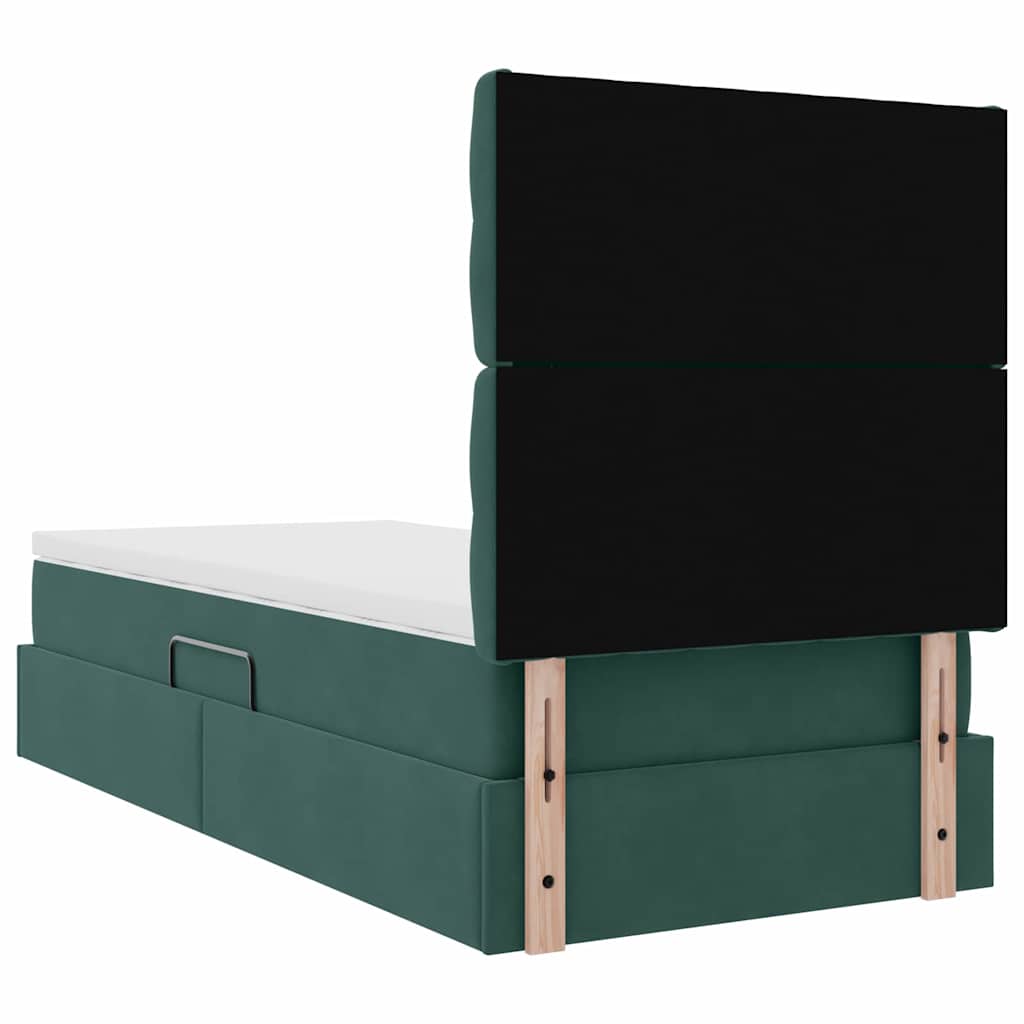 Opslag bed met matras Donkergroen 100 x 200 cm Fluweel is nu te koop bij PeponiXL, paradijselijk wonen!