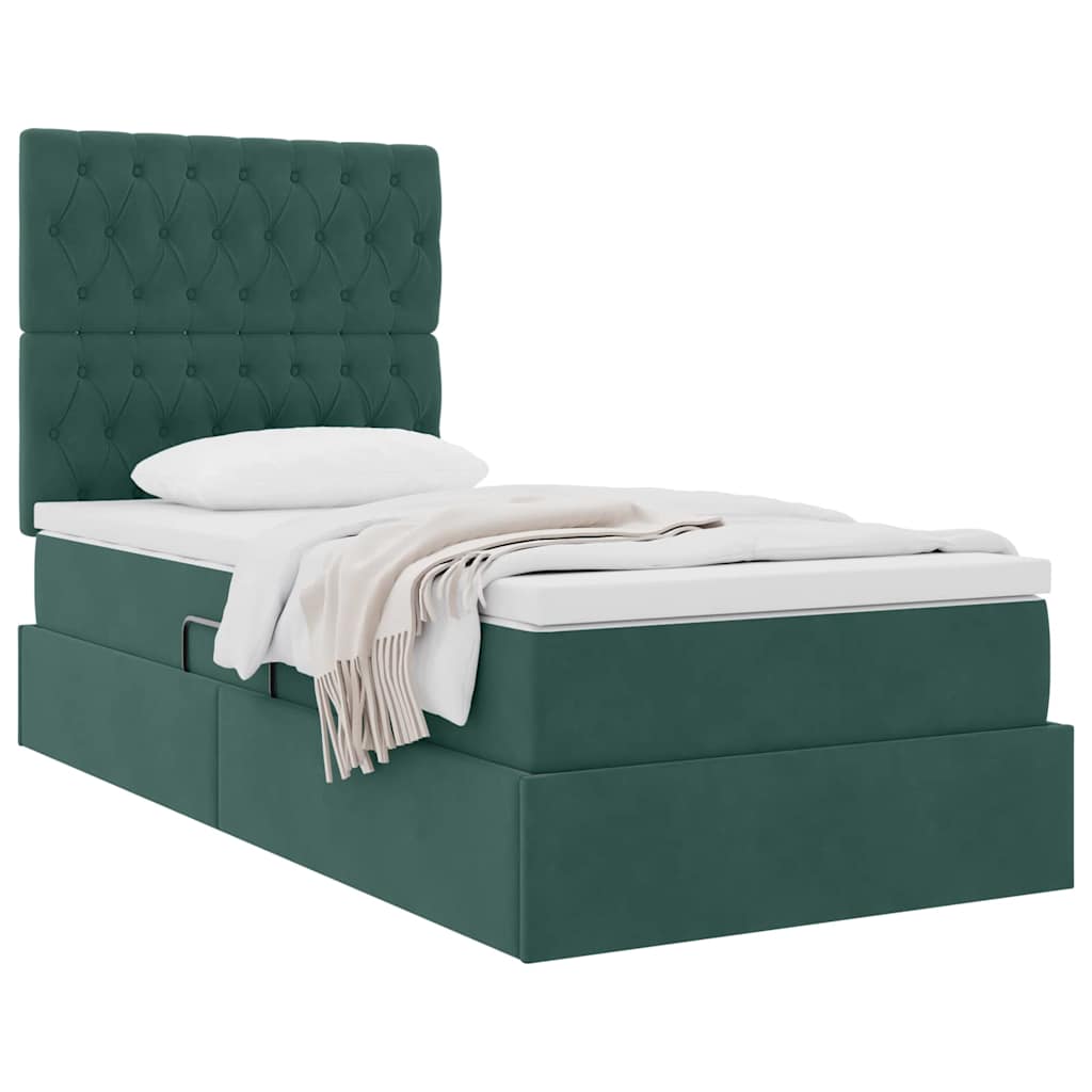 Opslag bed met matras Donkergroen 100 x 200 cm Fluweel is nu te koop bij PeponiXL, paradijselijk wonen!