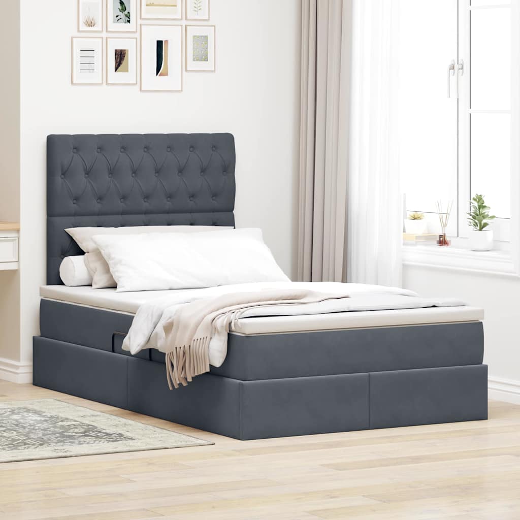 Opslag bed met matras Donkergrijs 120 x 190 cm Fluweel is nu te koop bij PeponiXL, paradijselijk wonen!