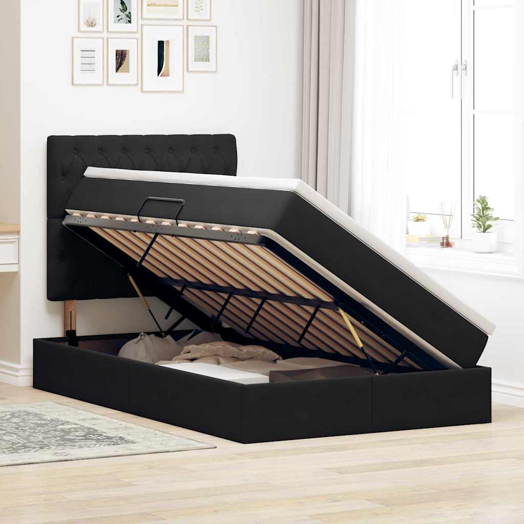 Opslag bed met matras met matras Zwart 120 x 190 cm Fluweel is nu te koop bij PeponiXL, paradijselijk wonen!