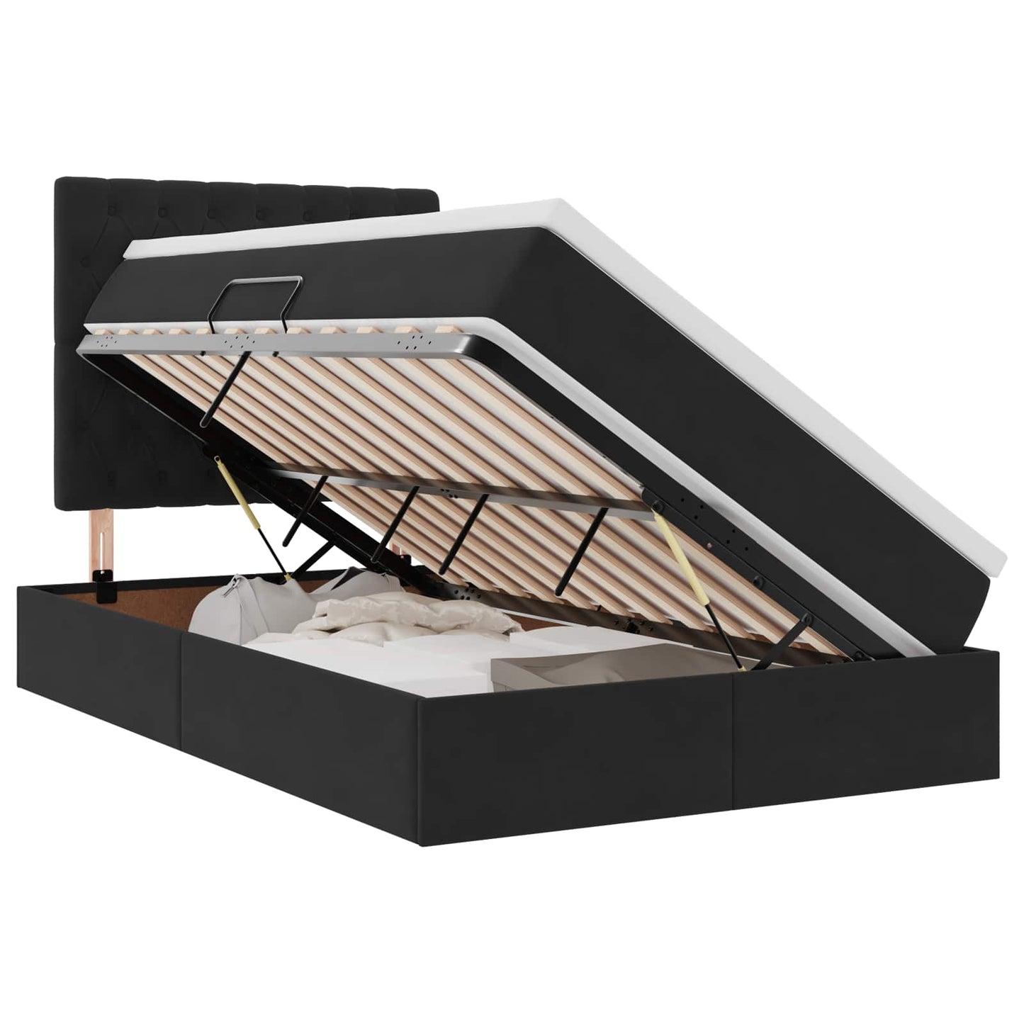 Opslag bed met matras met matras Zwart 120 x 190 cm Fluweel is nu te koop bij PeponiXL, paradijselijk wonen!