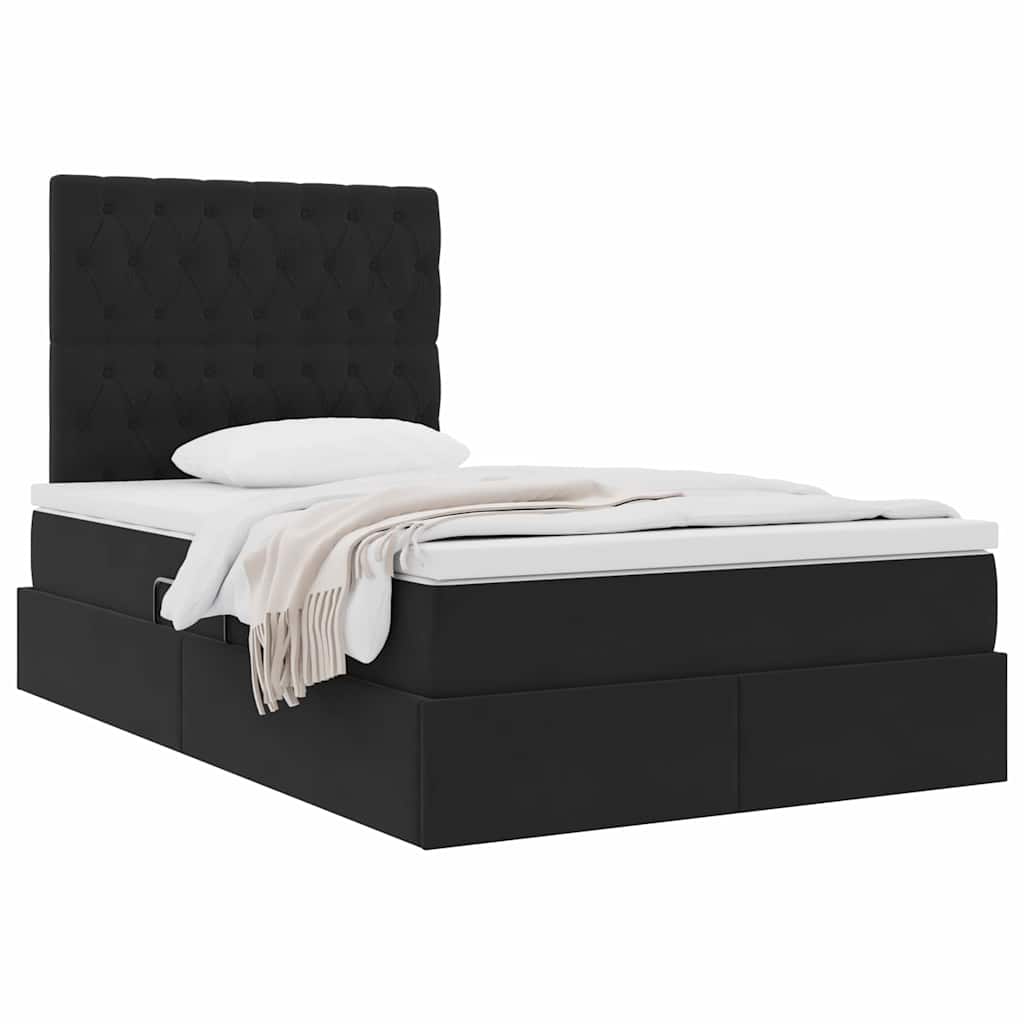 Opslag bed met matras met matras Zwart 120 x 190 cm Fluweel is nu te koop bij PeponiXL, paradijselijk wonen!
