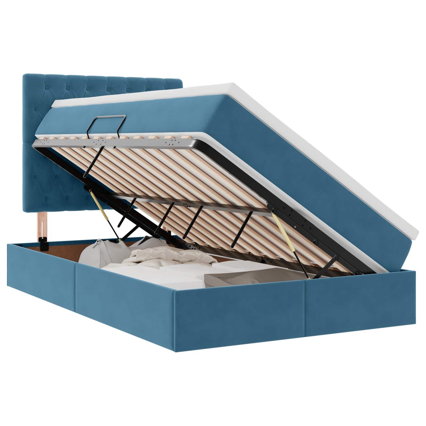 Opslag bed met matras met matras Blauw 120 x 190 cm Fluweel is nu te koop bij PeponiXL, paradijselijk wonen!