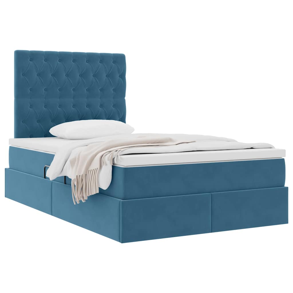 Opslag bed met matras met matras Blauw 120 x 190 cm Fluweel is nu te koop bij PeponiXL, paradijselijk wonen!