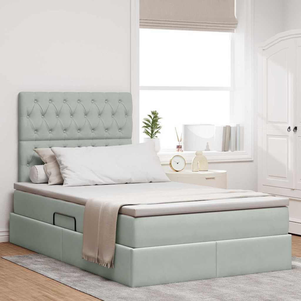 Opslag bed met matras Lichtgrijs 120 x 200 cm Fluweel is nu te koop bij PeponiXL, paradijselijk wonen!