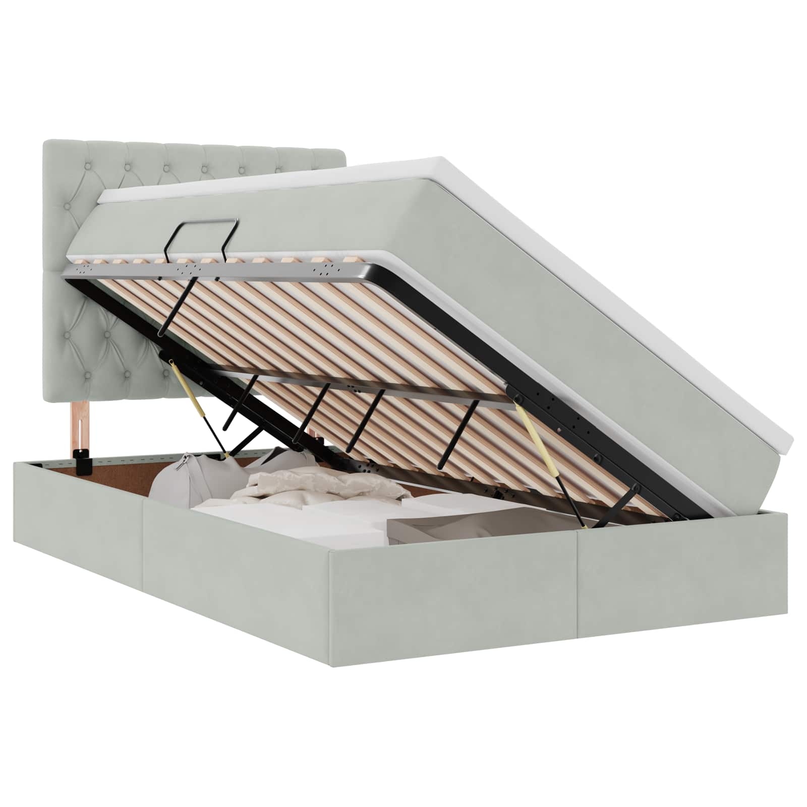 Opslag bed met matras Lichtgrijs 120 x 200 cm Fluweel is nu te koop bij PeponiXL, paradijselijk wonen!