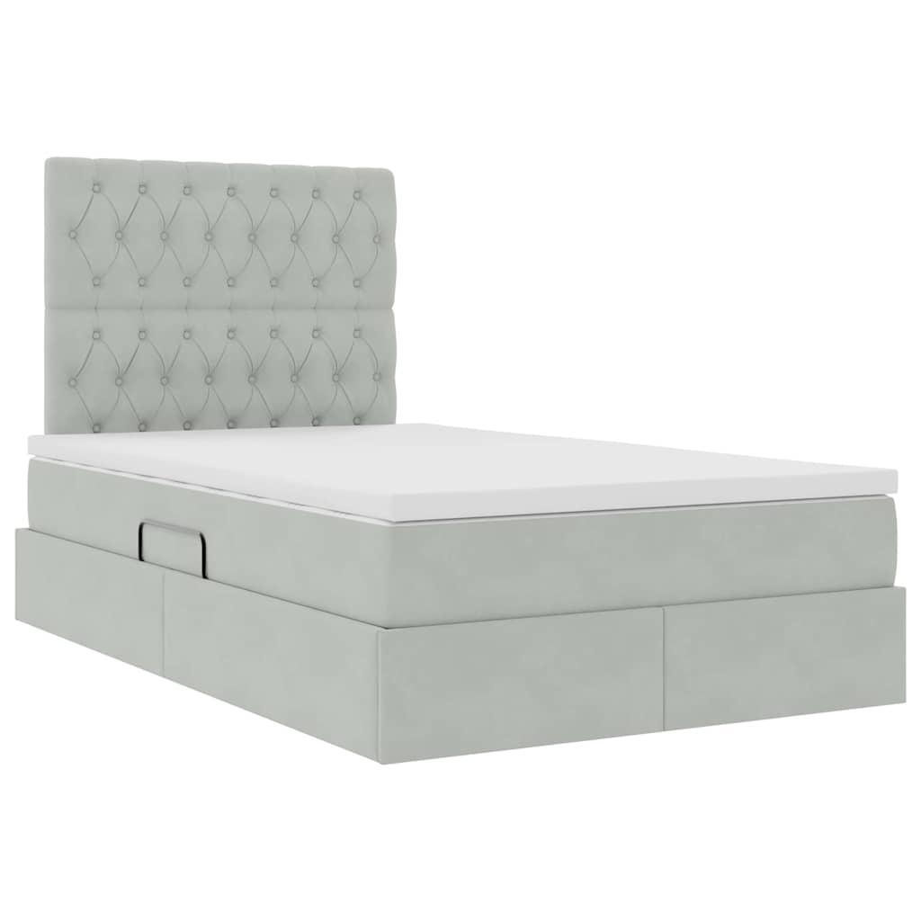 Opslag bed met matras Lichtgrijs 120 x 200 cm Fluweel is nu te koop bij PeponiXL, paradijselijk wonen!