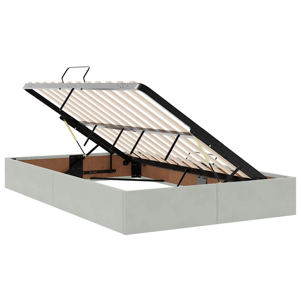Opslag bed met matras Lichtgrijs 120 x 200 cm Fluweel is nu te koop bij PeponiXL, paradijselijk wonen!