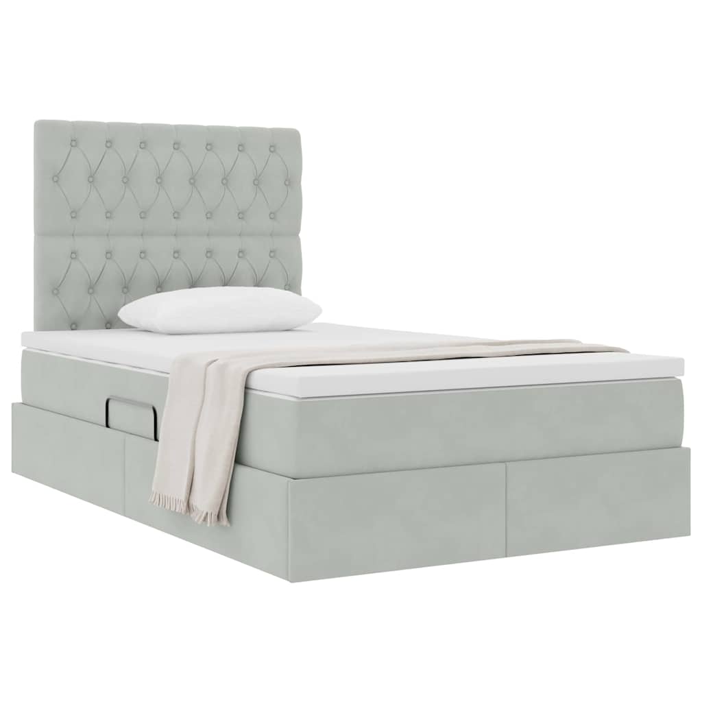 Opslag bed met matras Lichtgrijs 120 x 200 cm Fluweel is nu te koop bij PeponiXL, paradijselijk wonen!