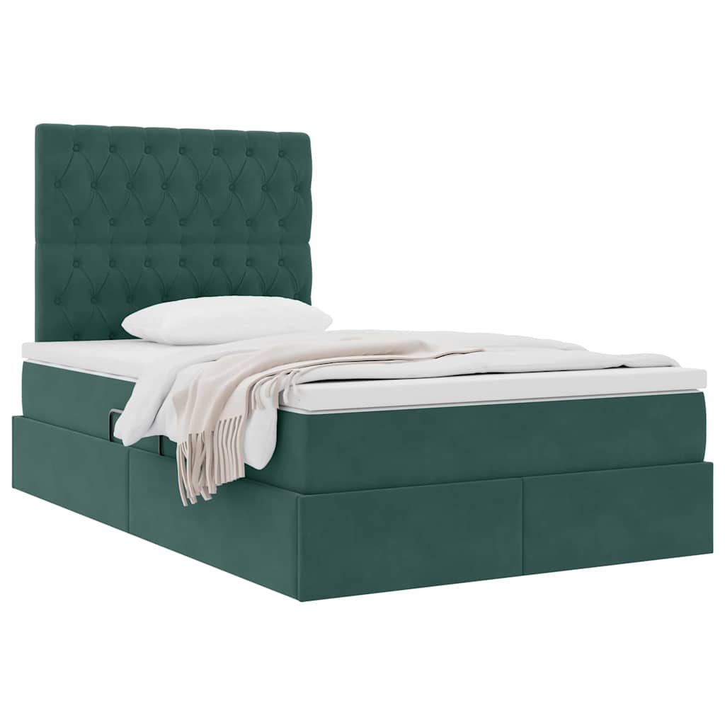 Opslag bed met matras Donkergroen 120 x 200 cm Fluweel is nu te koop bij PeponiXL, paradijselijk wonen!
