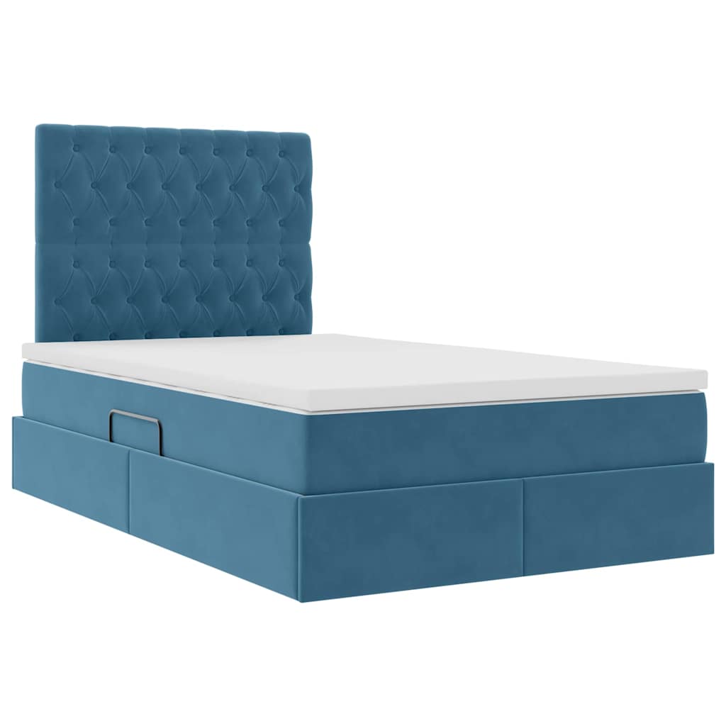 Opslag bed met matras Donkerblauw 120 x 200 cm Fluweel is nu te koop bij PeponiXL, paradijselijk wonen!
