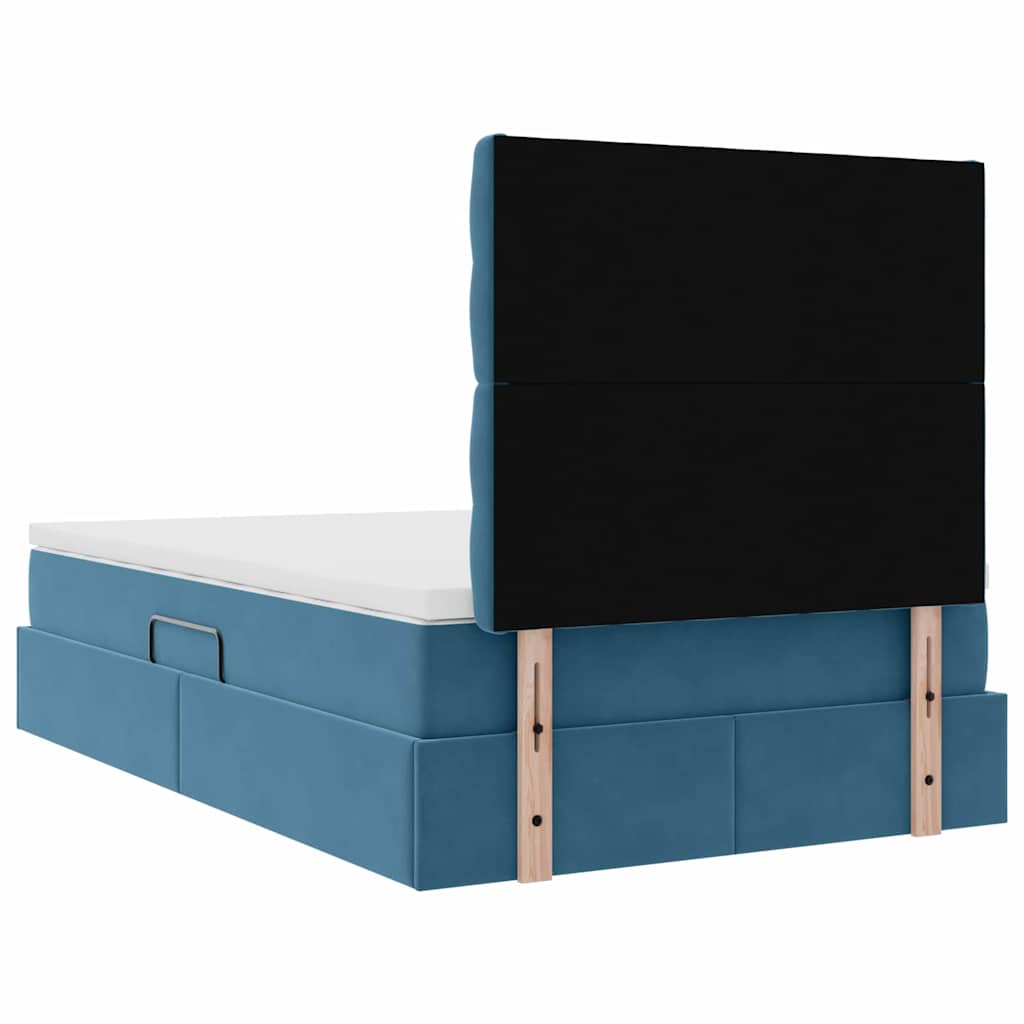 Opslag bed met matras Donkerblauw 120 x 200 cm Fluweel is nu te koop bij PeponiXL, paradijselijk wonen!