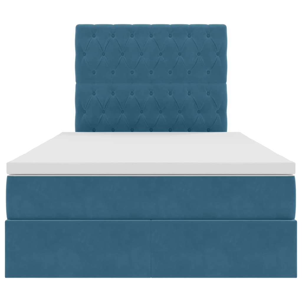 Opslag bed met matras Donkerblauw 120 x 200 cm Fluweel is nu te koop bij PeponiXL, paradijselijk wonen!