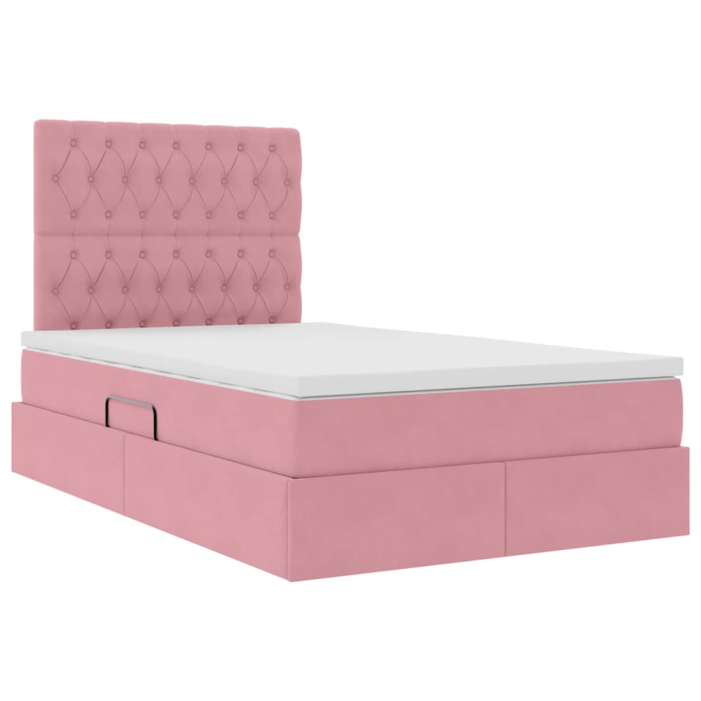 Opslag bed met matras met matras Roze 120 x 200 cm Fluweel is nu te koop bij PeponiXL, paradijselijk wonen!