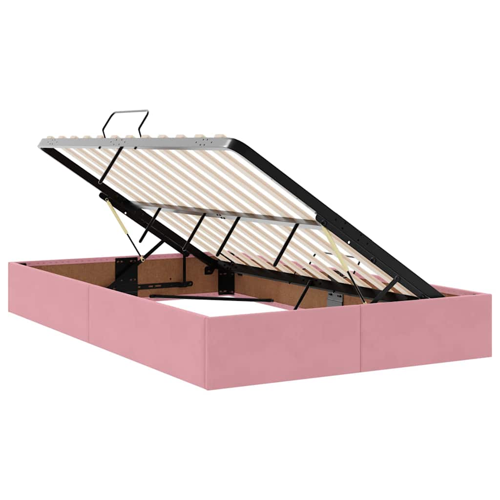 Opslag bed met matras met matras Roze 120 x 200 cm Fluweel is nu te koop bij PeponiXL, paradijselijk wonen!