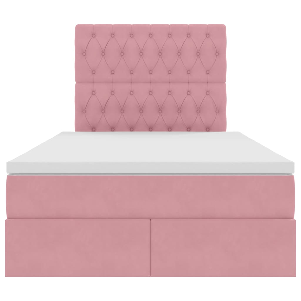 Opslag bed met matras met matras Roze 120 x 200 cm Fluweel is nu te koop bij PeponiXL, paradijselijk wonen!