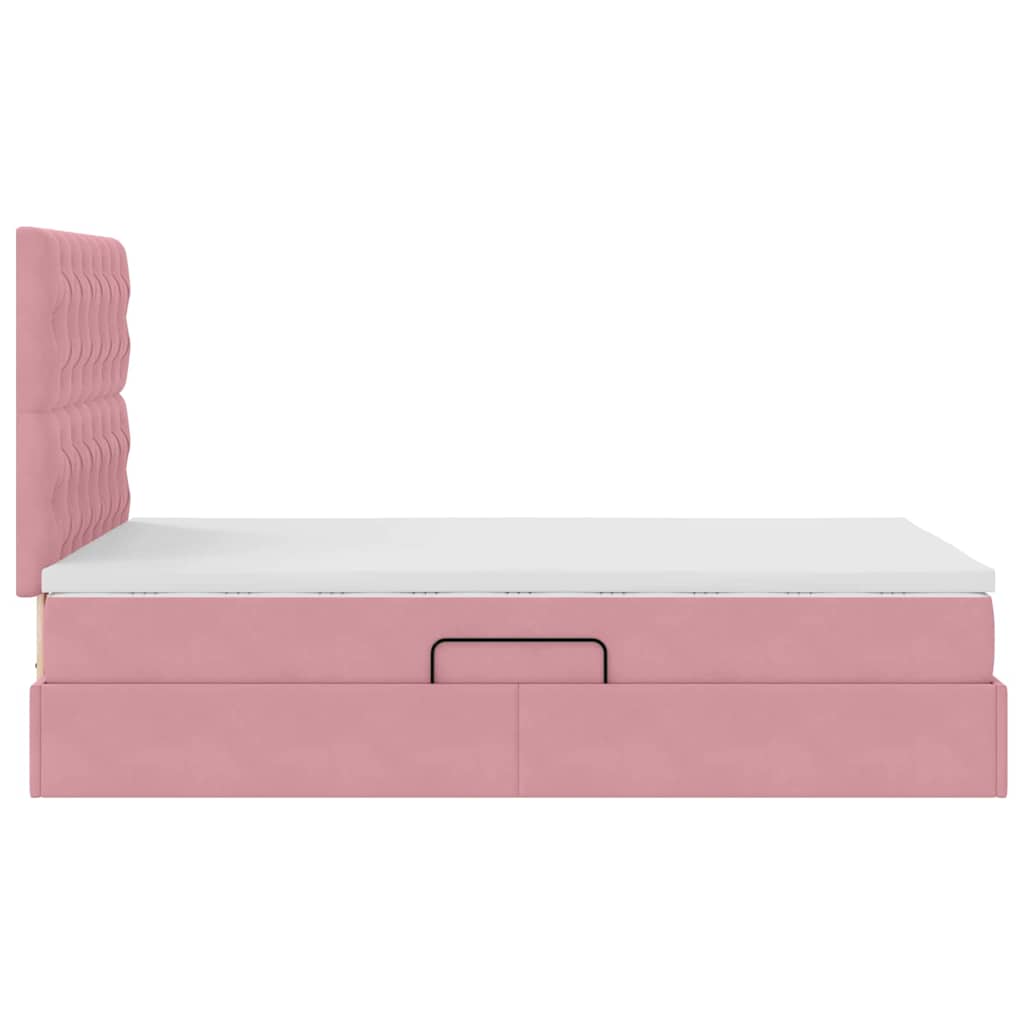Opslag bed met matras met matras Roze 120 x 200 cm Fluweel is nu te koop bij PeponiXL, paradijselijk wonen!
