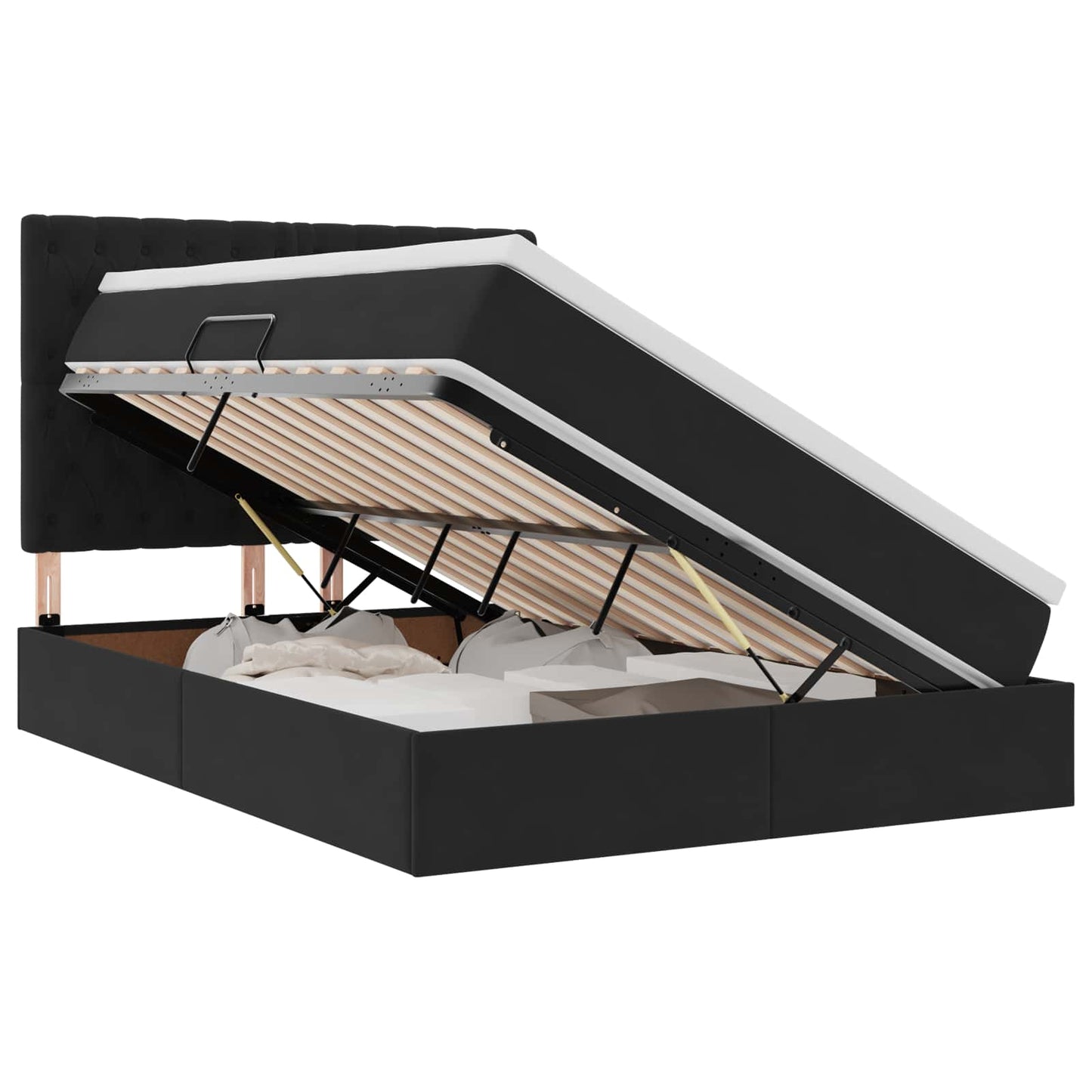 Opslag bed met matras met matras Zwart 140 x 190 cm Fluweel is nu te koop bij PeponiXL, paradijselijk wonen!