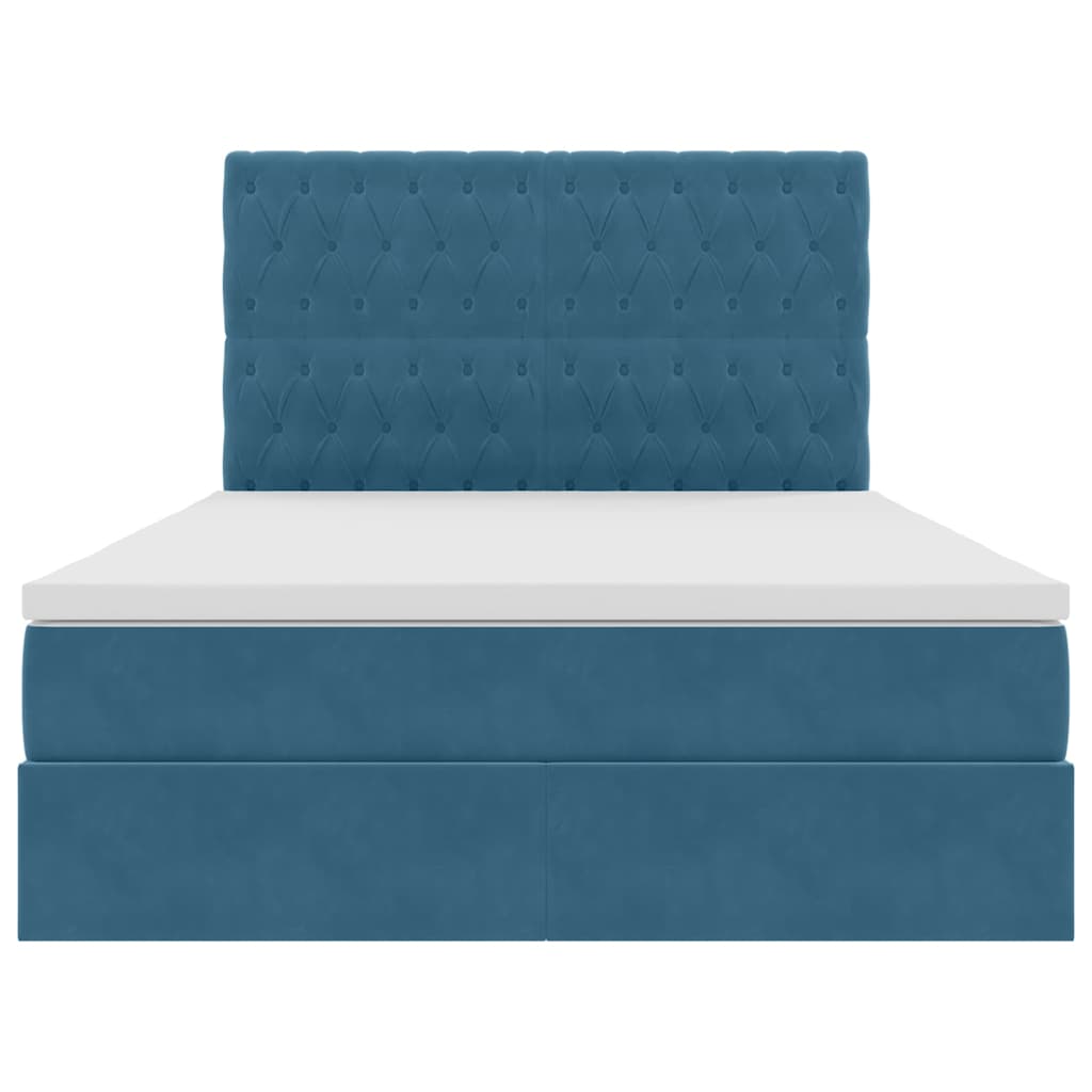 Opslag bed met matras Donkerblauw 140 x 190 cm Fluweel is nu te koop bij PeponiXL, paradijselijk wonen!