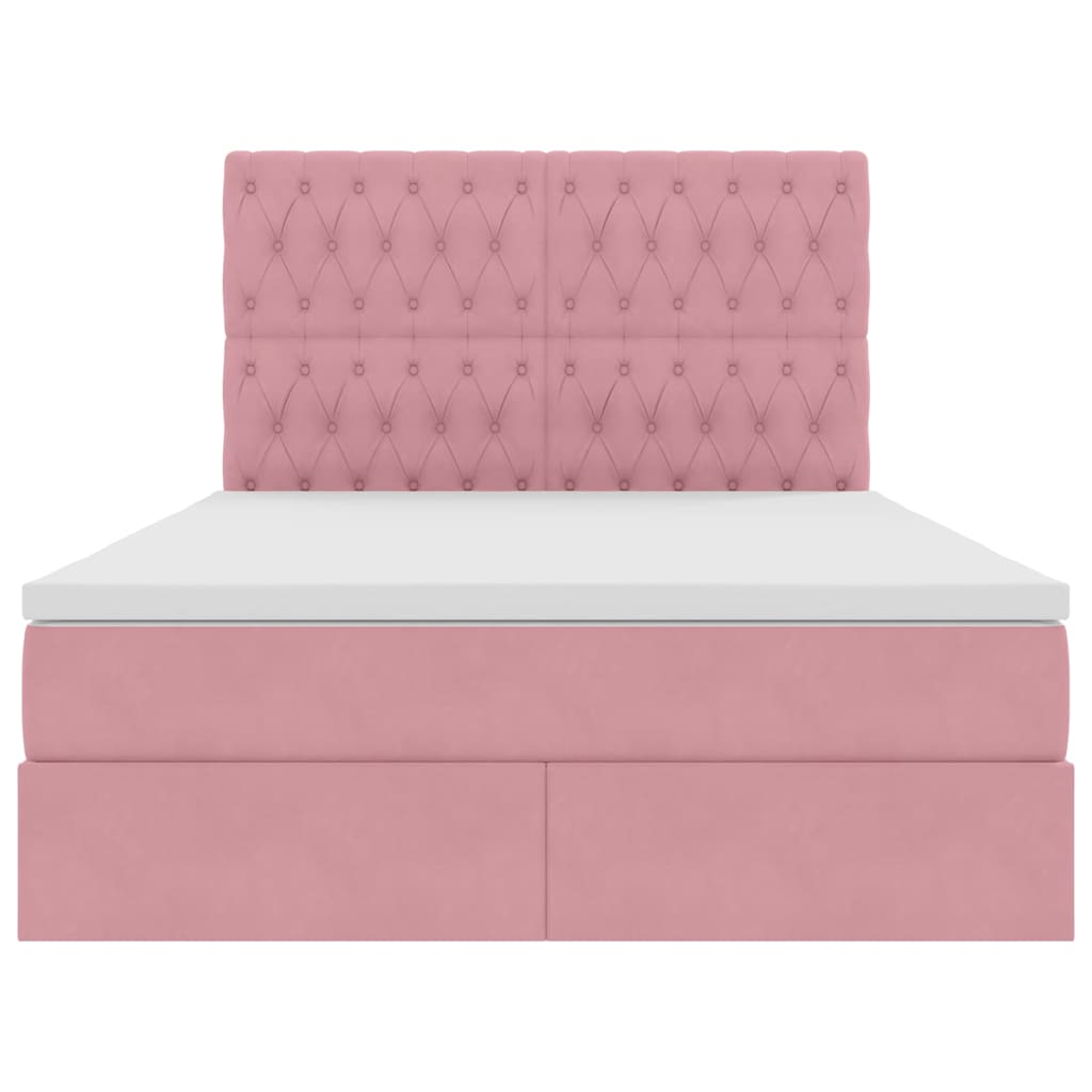 Opslag bed met matras met matras Roze 140 x 190 cm Fluweel is nu te koop bij PeponiXL, paradijselijk wonen!