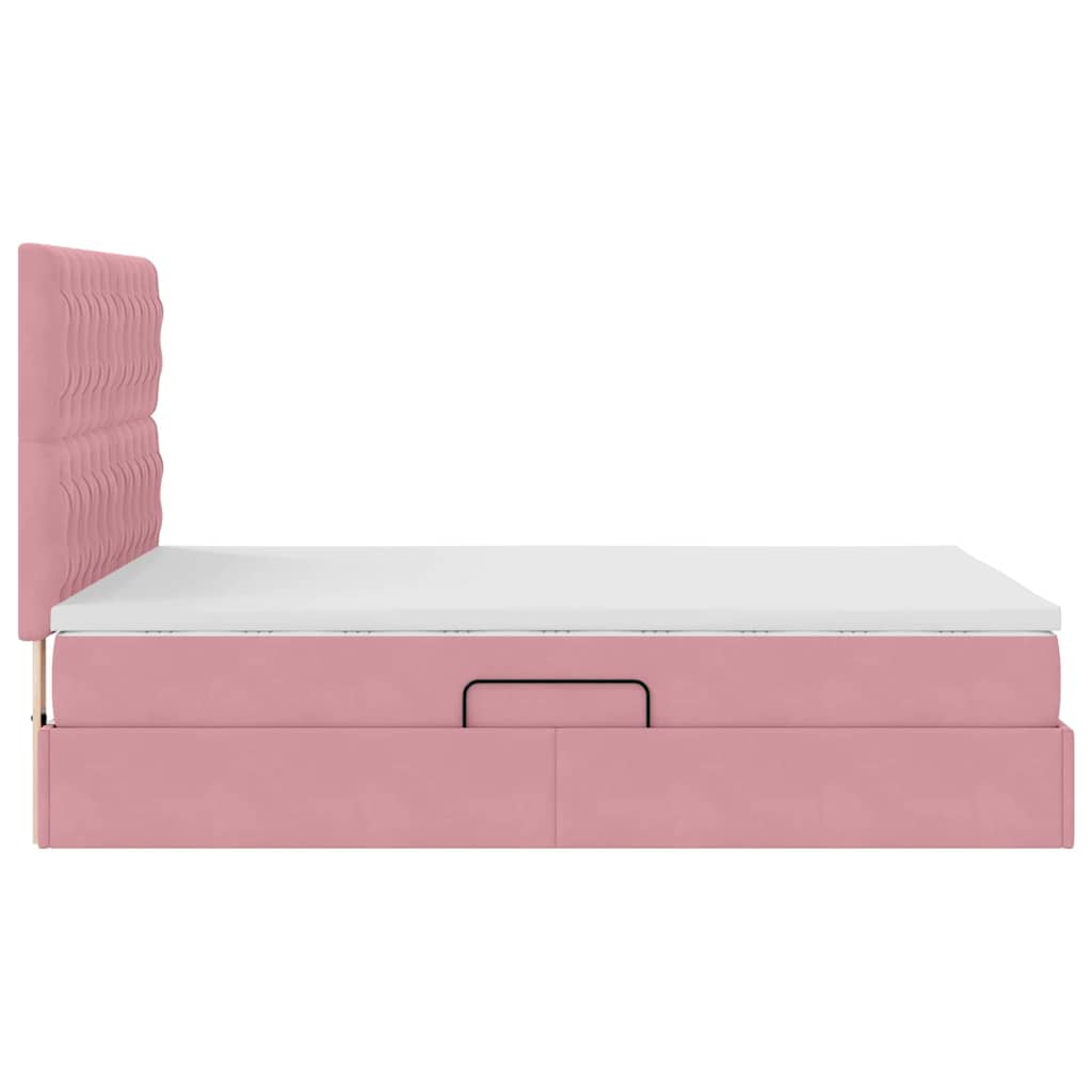 Opslag bed met matras met matras Roze 140 x 190 cm Fluweel is nu te koop bij PeponiXL, paradijselijk wonen!