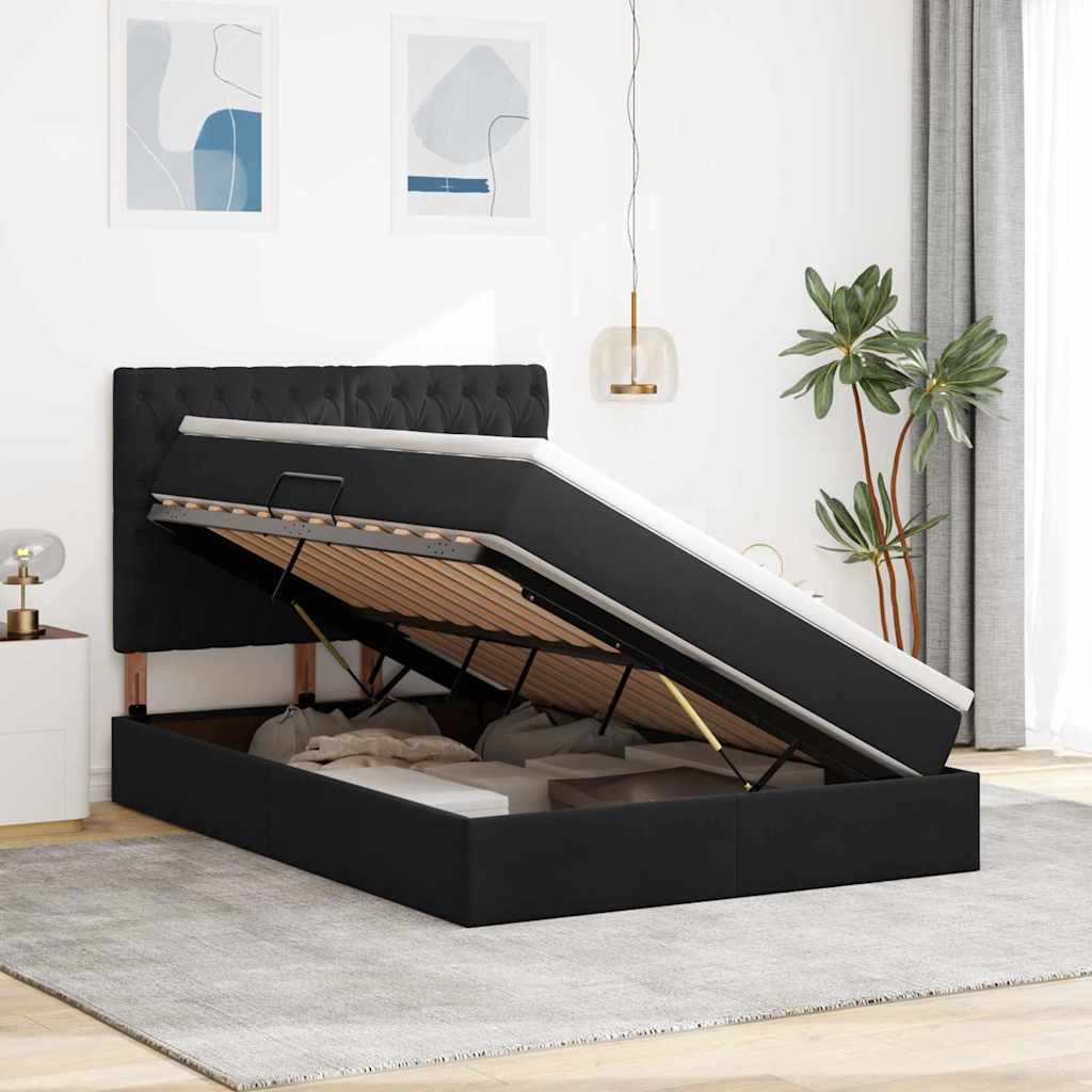 Opslag bed met matras met matras Zwart 140 x 200 cm Fluweel is nu te koop bij PeponiXL, paradijselijk wonen!