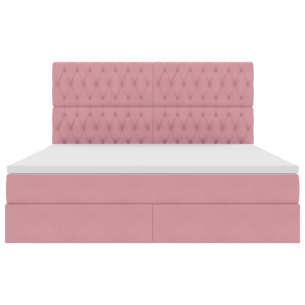 Opslag bed met matras met matras Roze 160 x 200 cm Fluweel is nu te koop bij PeponiXL, paradijselijk wonen!