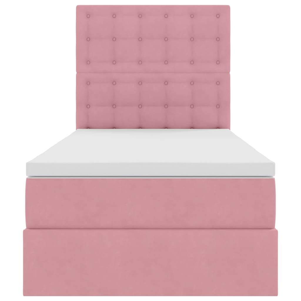 Opslag bed met matras met matras Roze 90 x 190 cm Fluweel is nu te koop bij PeponiXL, paradijselijk wonen!
