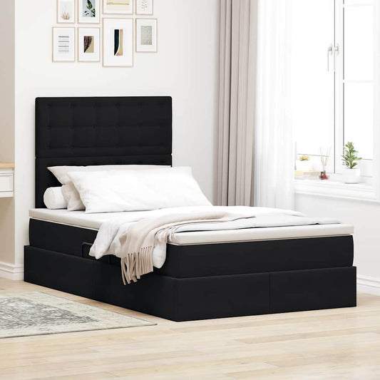 Opslag bed met matras met hoofdeinde Zwart 120 x 190 cm Fluweel is nu te koop bij PeponiXL, paradijselijk wonen!