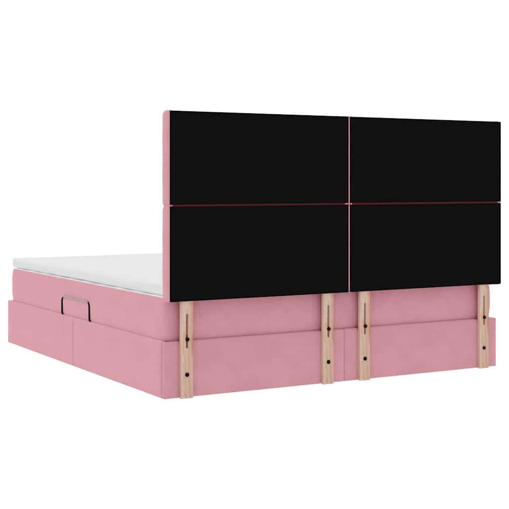 Opslag bed met matras met matras Roze 160 x 200 cm Fluweel is nu te koop bij PeponiXL, paradijselijk wonen!