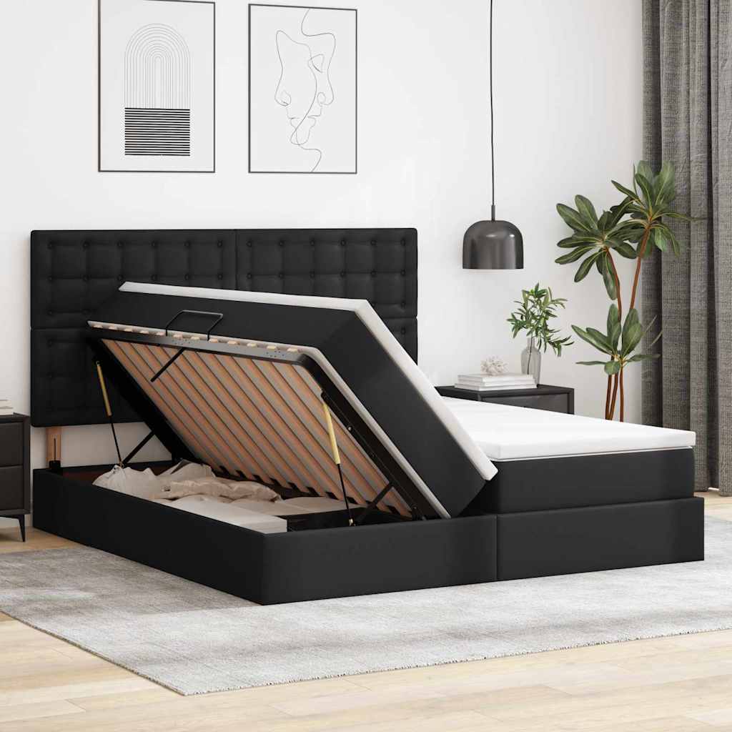 Opbergbed met matras met matras Zwart 180 x 200 cm Nep Leer is nu te koop bij PeponiXL, paradijselijk wonen!